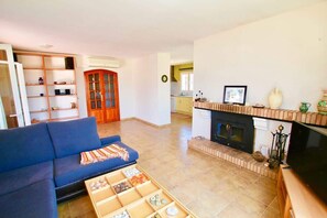 Télévision, cheminée, espaces bureaux