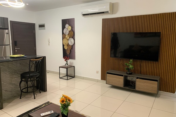 Luxury Apartment, 1 Bedroom, Garden View | Living area | 42-inch TV with satellite channels