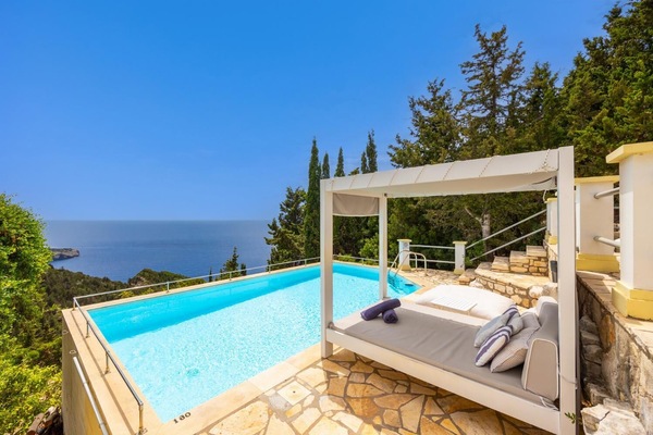 Private pool and terrace with panoramic sea views