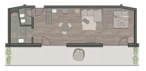 Loft panoramico, vista giardino | Area soggiorno