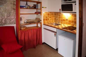 Microwave, oven, coffee/tea maker - 100m from resort center, 2nd floor, view mountain, balcony, 17m², Les Orres (Les Orres)