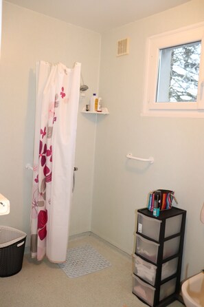 Shower, hair dryer, bidet, soap