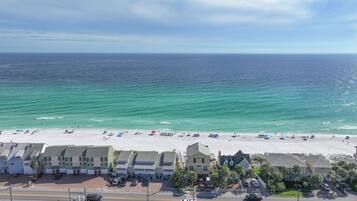 Beach nearby, sun loungers