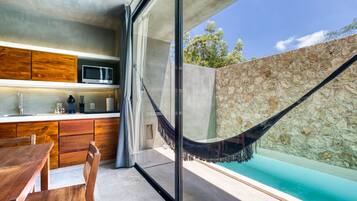 Luxury Studio, Private Pool, Ground Floor | 1 bedroom, in-room safe, blackout drapes, free WiFi