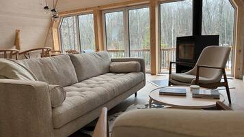 TV connectée, cheminée, jeux vidéo, livres