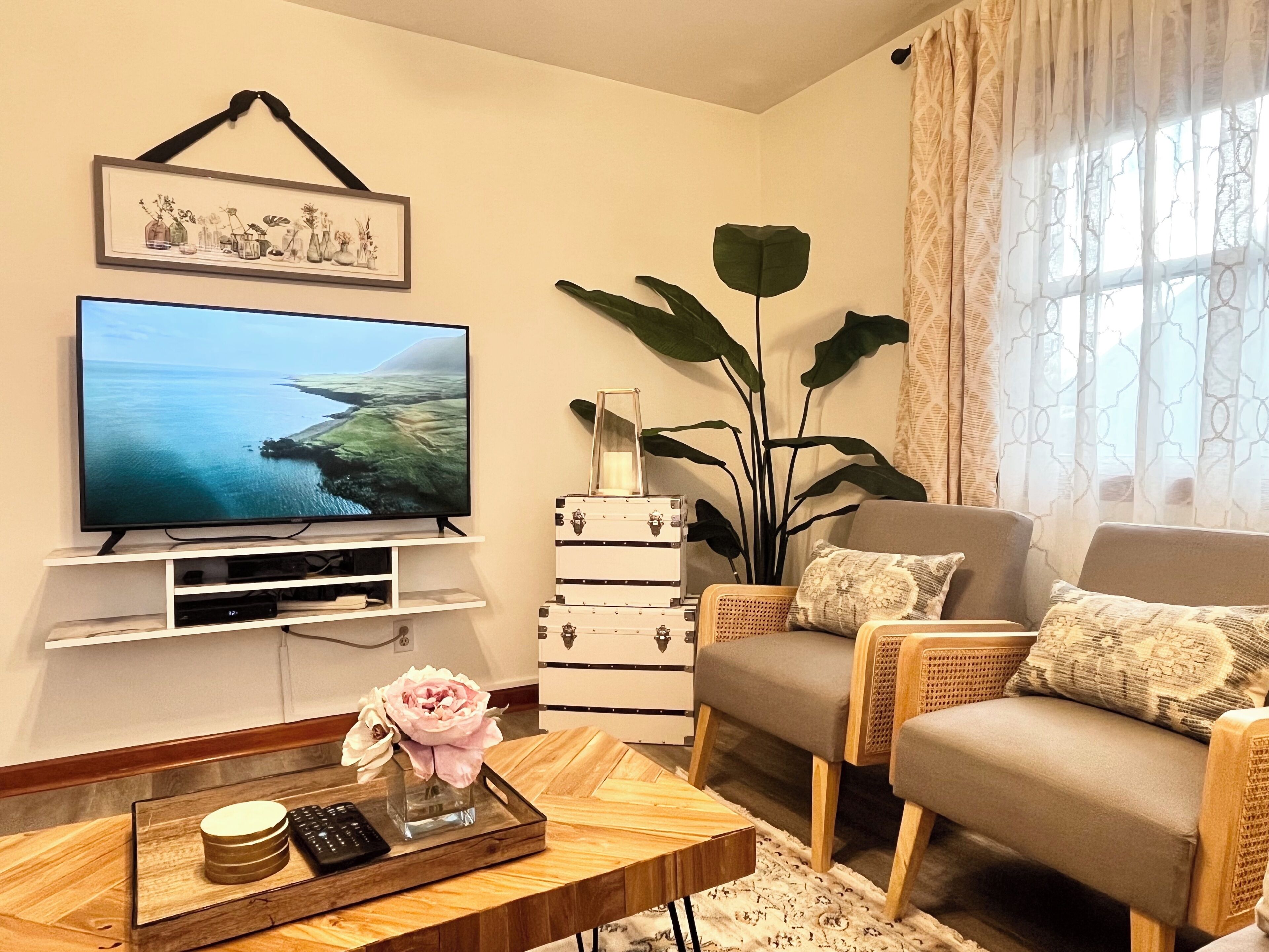 Smart TV, fireplace