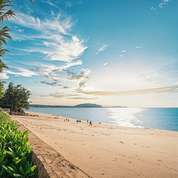 Private beach, white sand, free beach shuttle, free beach cabanas