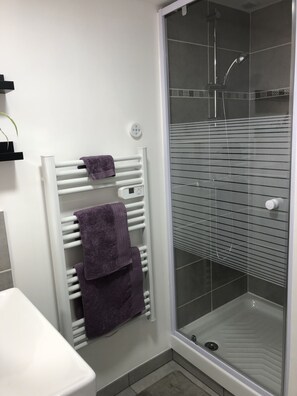Regadera, amenidades de baño ecológicas, secadora de cabello, toallas