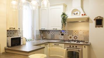 Appartement Ville | Cuisine privée | Grand réfrigérateur, micro-ondes, four, plaque de cuisson