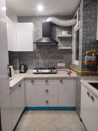 Fridge, microwave, toaster, mixer