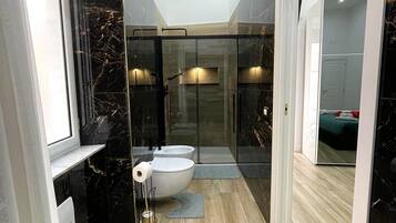 Dusche, Haartrockner, Bidet, Handtücher