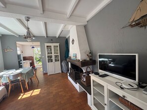 Televisión y chimenea 