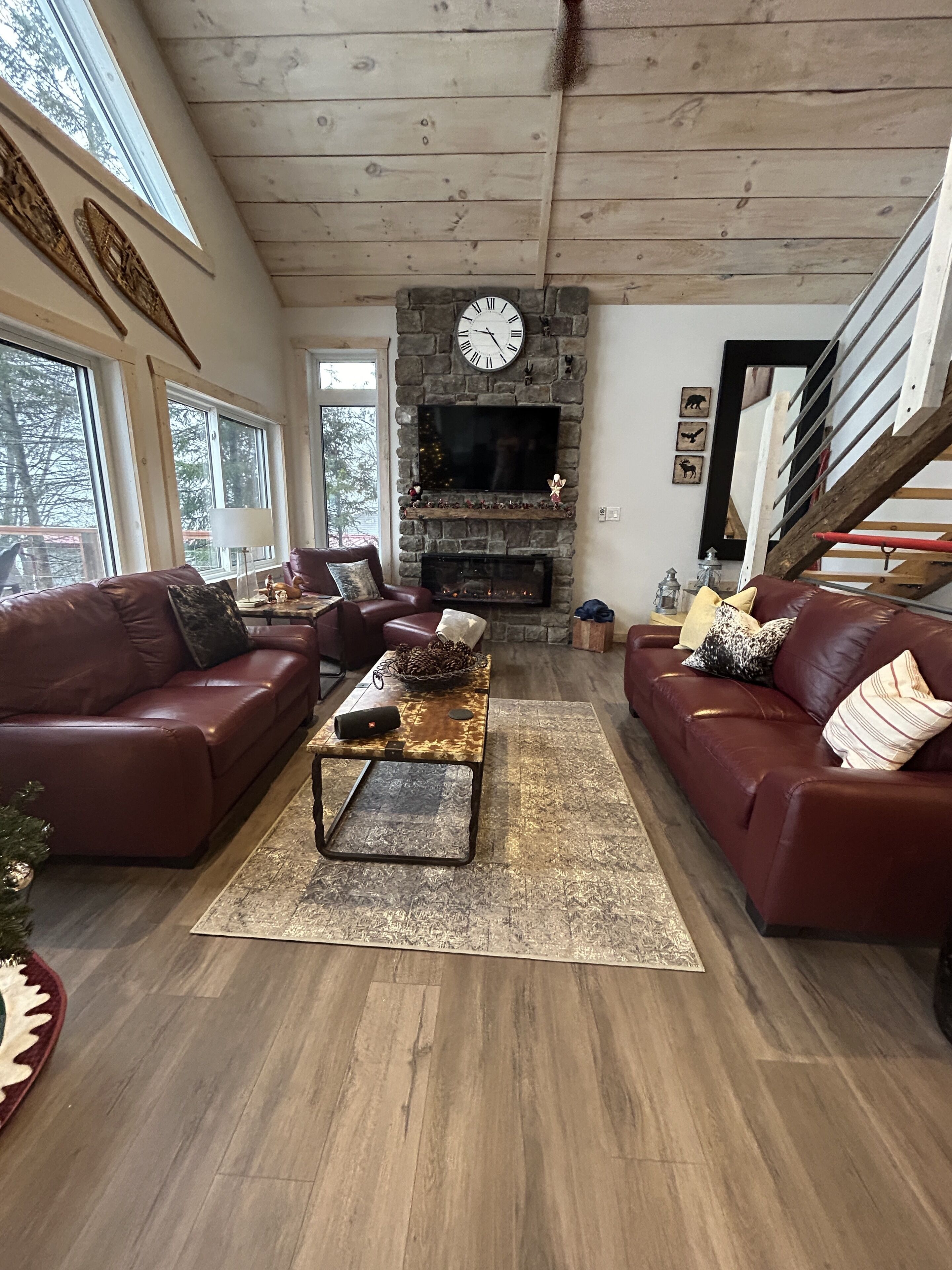 Una Smart TV, una chimenea, videojuegos, un reproductor de DVD