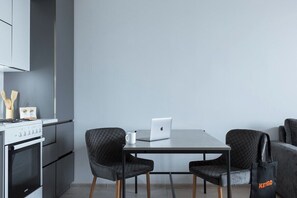 Fridge, microwave, oven, stovetop - Newly Renovated Studio with Panoramic Views (Yerevan)