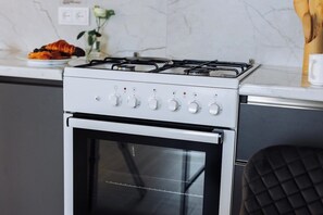 Fridge, microwave, oven, stovetop - Newly Renovated Studio with Panoramic Views (Yerevan)