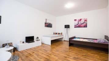 1 slaapkamer, een strijkplank/strijkijzer, wifi, beddengoed
