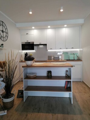 Fridge, microwave, stovetop, dishwasher - Vacation at the Polish Baltic Sea, in the Apartment Alicja, in Darlowo (Darlowo)