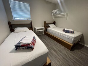 2 bedrooms, bed sheets