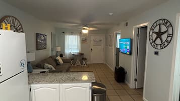 Smart TV, DVD player, books, video library