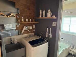 Hair dryer, towels