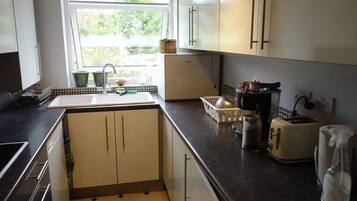 Fridge, microwave, oven, toaster