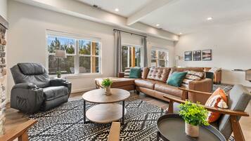 Smart TV, fireplace, video games, foosball