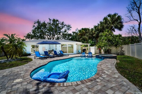 Home with Pool & Hot Tub Close to Beach