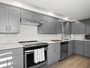 Refrigerador, microondas, horno y parrilla de estufa