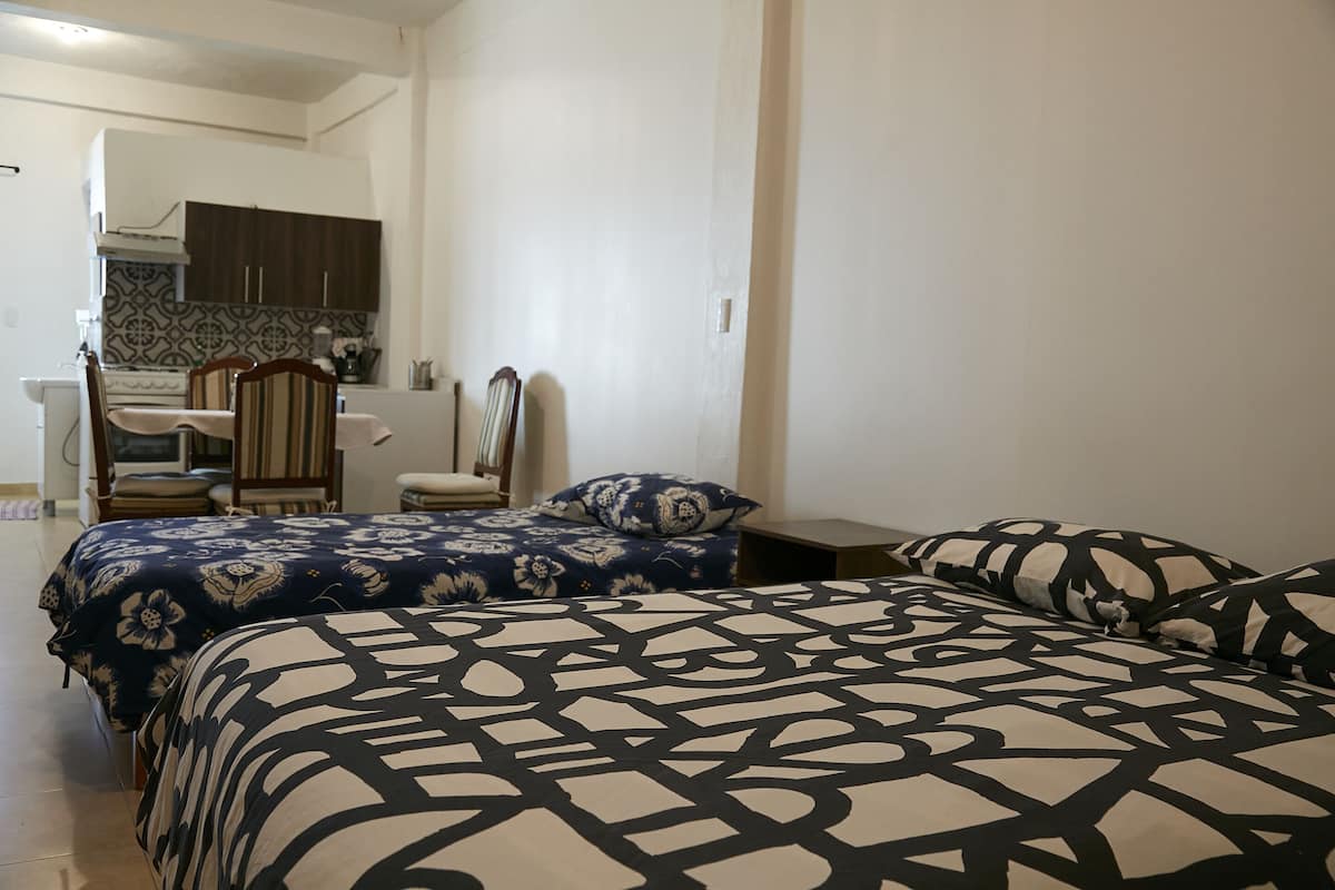 Apartamento standard, 1 quarto, suíte, vista para o pátio | Edredons de pluma, ferros/tábuas de passar roupa, Wi-Fi de cortesia