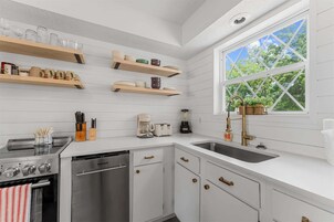 House, Multiple Beds, Patio, Garden View (Whispering Woods Retreat) | Private kitchen | Coffee/tea maker
