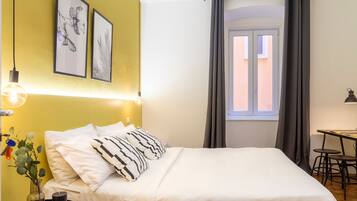 City Room | Egyptian cotton sheets, premium bedding, desk, laptop workspace