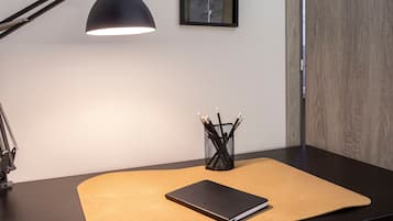 City Room | Egyptian cotton sheets, premium bedding, desk, laptop workspace