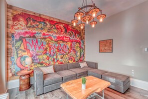 TV, table football - Historic Riverfront Steampunk Loft w/ River Views (Harrisburg)