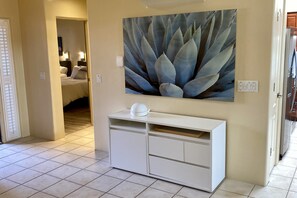 2 bedrooms, desk, iron/ironing board, travel cot