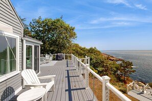 Terrace/patio - Modern oceanfront home with scenic deck, grill, games, chef's kitchen, & W/D (Gloucester)