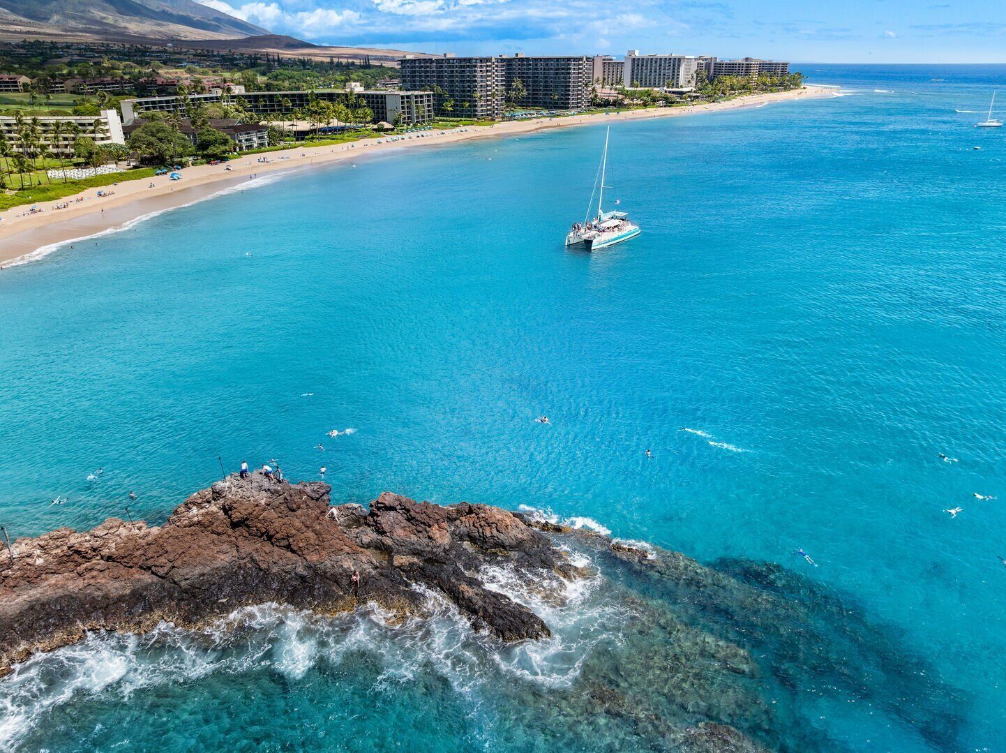 On the beach, sun loungers, beach towels