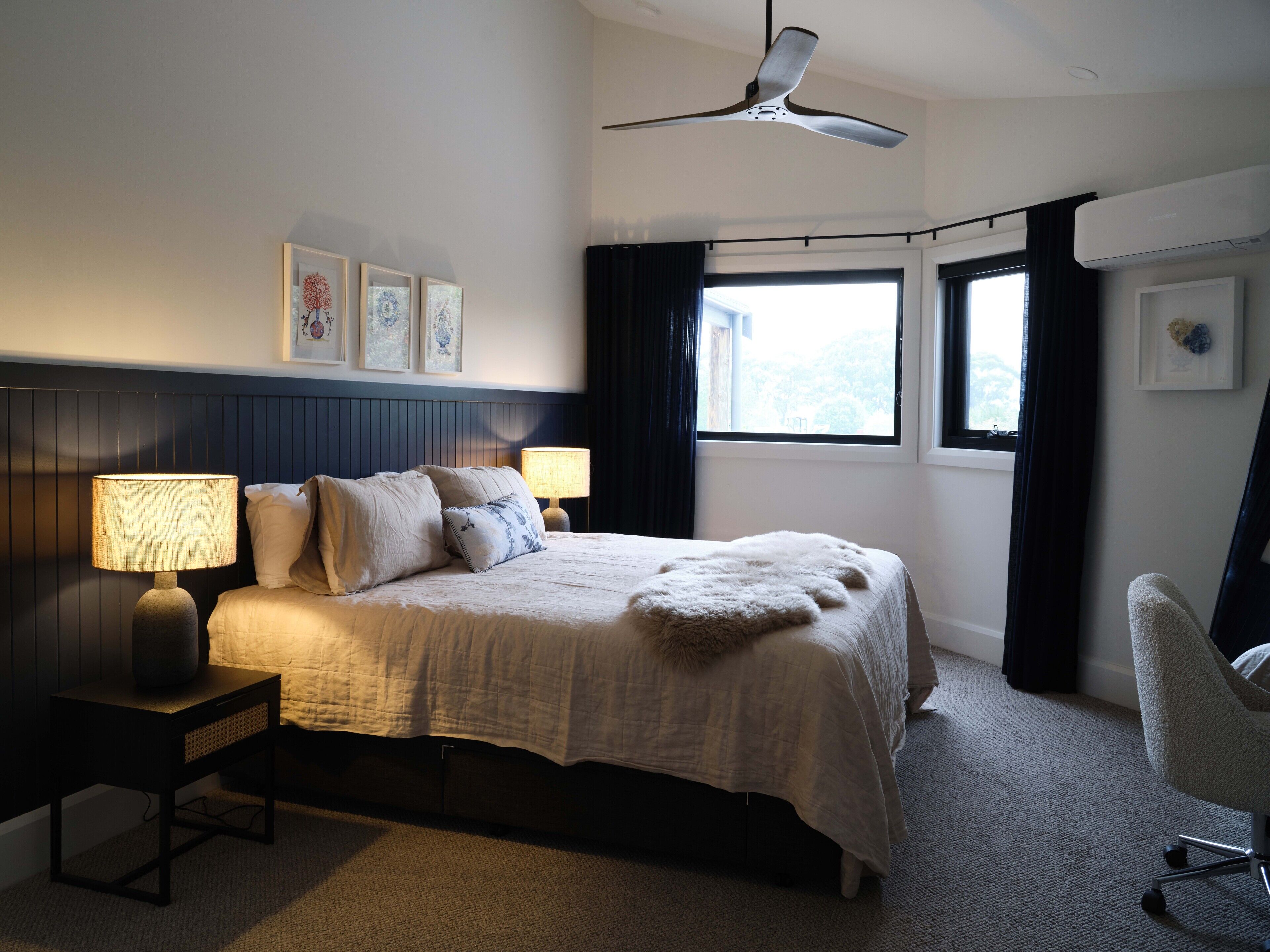 Cellar Door | Desk, blackout drapes, soundproofing, iron/ironing board