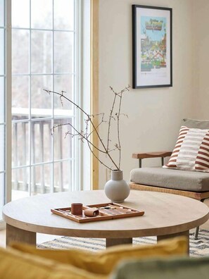 Télévision, cheminée, espaces bureaux