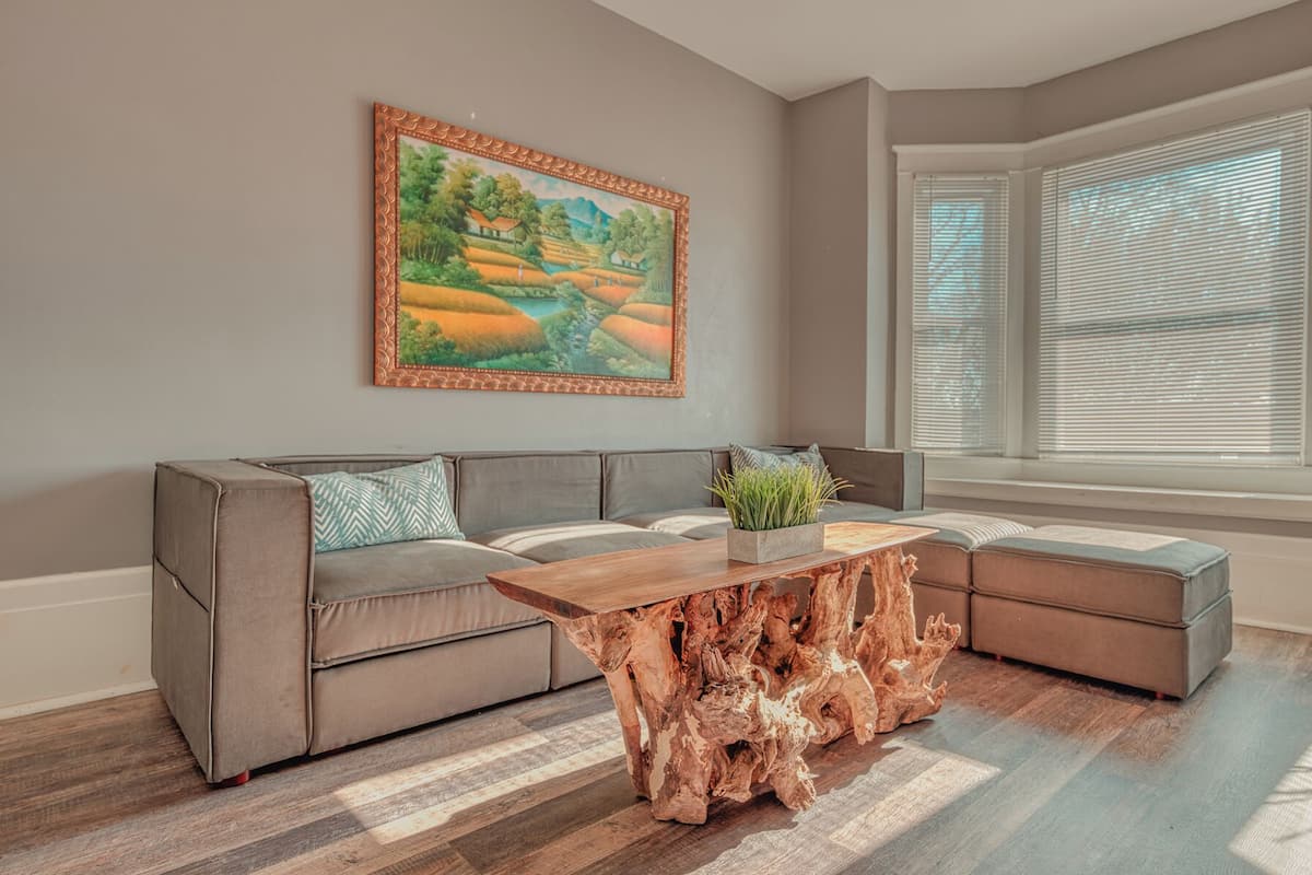 Loft, 1 Bedroom, River View | Living area | 75-inch Smart TV with digital channels, fireplace, Netflix