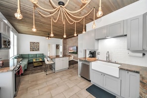 Premium Loft, 2 Bedrooms, Balcony | Private kitchen | Full-size fridge, microwave, oven, coffee/tea maker