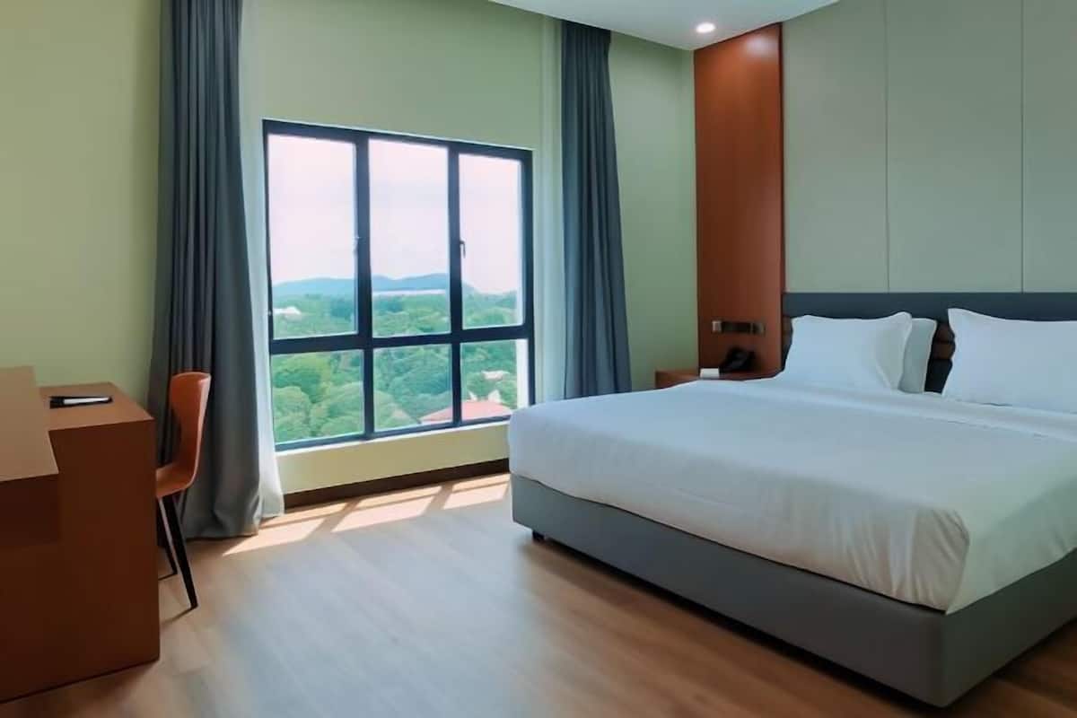In-room safe, desk, laptop workspace, blackout drapes