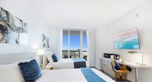 Desk, iron/ironing board, travel crib, WiFi