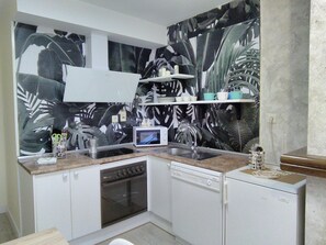 Microwave, oven, stovetop, dishwasher - Modern Penthouse with Pool, Parking, and Ski Storage in Jaca (Jaca)