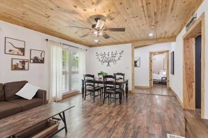 TV, offices - Creekside Retreat by Beyond Expectations: 3BR Cabin w/ Fire Pit & Arcade Games (Pigeon Forge)