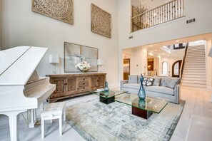 Fireplace - Sprawling Suwanee Home: Theater, Pool, Hot Tub! (Suwanee)