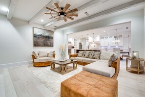 Fireplace - Sprawling Suwanee Home: Theater, Pool, Hot Tub! (Suwanee)