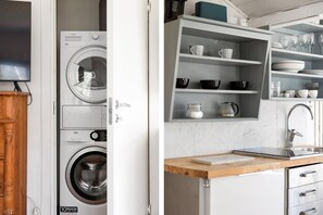 Réfrigérateur, micro-ondes, plaque de cuisson, bouilloire électrique