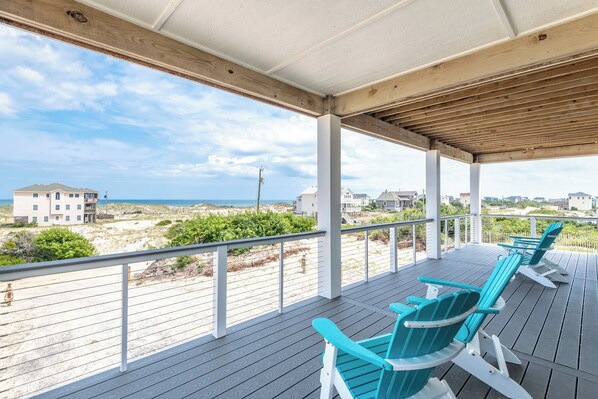Terrace/patio - Easy Breezy OBX - New Beautiful Modern Home on the 4x4 w/ Ocean Views & Hot Tub. (Corolla)