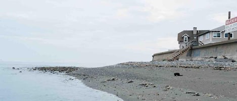 Beach nearby, sun loungers, beach towels