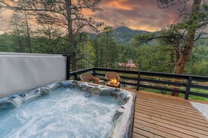 Terrace/patio - Elegant A-Frame w/ Hot Tub Views! Close to town, skiing, & hiking! (Evergreen)